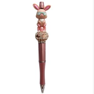Pink Bunny Crystal Top Pen - Cute Pink Writing Accessory